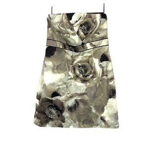 New York & Co 18 Taupe Floral Strapless Dress NWT Y2K A-Line Graphic Plus